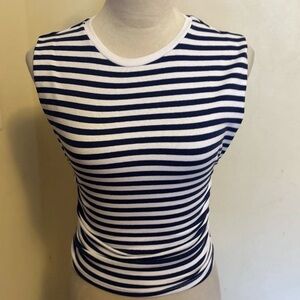 PRE-OWNED - Zara - Striped Sleeveless Tank with Ruffles Rutched Sides - Medium